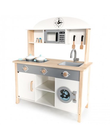 XXL medinė virtuvėlė su skalbimo mašina EcoToys