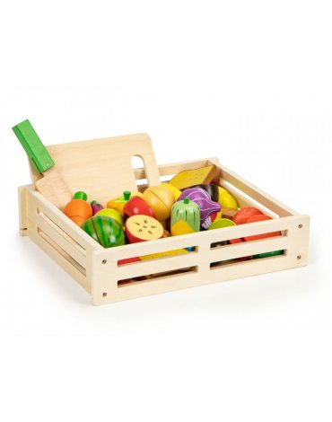 Medinė vaisių ir daržovių dėžutė su priedais EcoToys HM191520